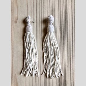 White dangly beaded earrings